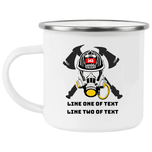 Firefighter Helmet Personalized Enamel Camping Mug Drinkware White One Size 