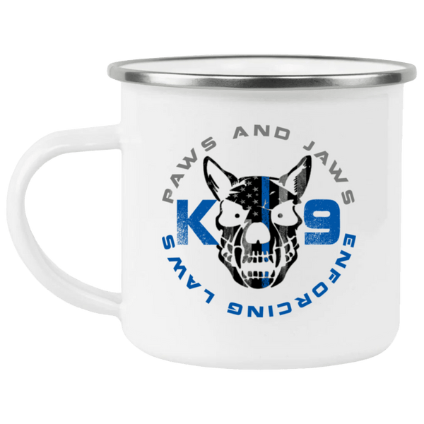 K9 Paws and Jaws Enforcing Laws Enamel Camping Mug Drinkware White One Size 