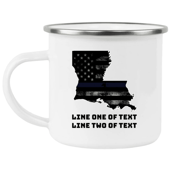 Louisiana Thin Blue Line Personalized Law Enforcement Enamel Camping Mug Drinkware White One Size 