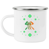 St. Patrick's Day Firefighter Helmet Enamel Camping Mug Drinkware White One Size 