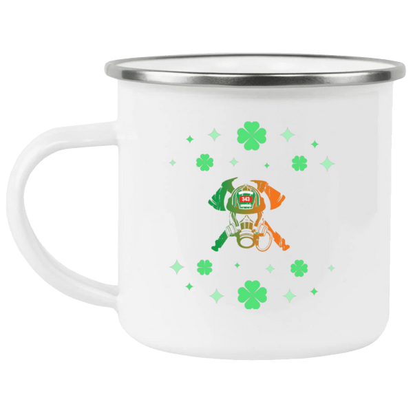 St. Patrick's Day Firefighter Helmet Enamel Camping Mug Drinkware White One Size 