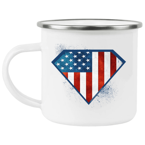 Super USA Enamel Camping Mug Drinkware White One Size 