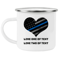 Thin Blue Line Hearts Personalized Enamel Camping Mug Drinkware White One Size 