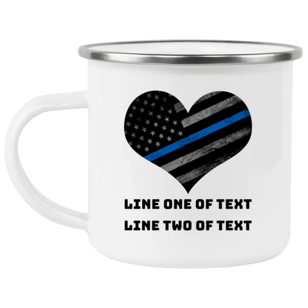 Thin Blue Line Hearts Personalized Enamel Camping Mug Drinkware White One Size 