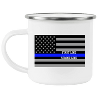 Thin Blue Line Law Enforcement Personalized Enamel Camping Mug Drinkware White One Size 