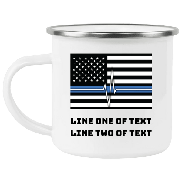 Thin Blue Line Paramedic EMT Enamel Camping Mug Drinkware White One Size 