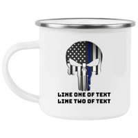 Thin Blue Line Punisher Personalized Enamel Camping Mug Drinkware White One Size 