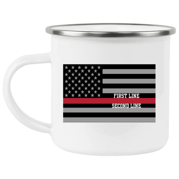 Thin Red Line Flag Firefighter Personalized Enamel Camping Mug Drinkware White One Size 