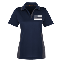 Women's Thin Blue Line Colorblock Performance Polo Polo Shirts Dark Navy/Dark Charcoal X-Small 