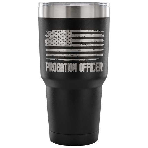 Probation Officer Tumbler Tumblers teelaunch 30 Ounce Vacuum Tumbler - Black 